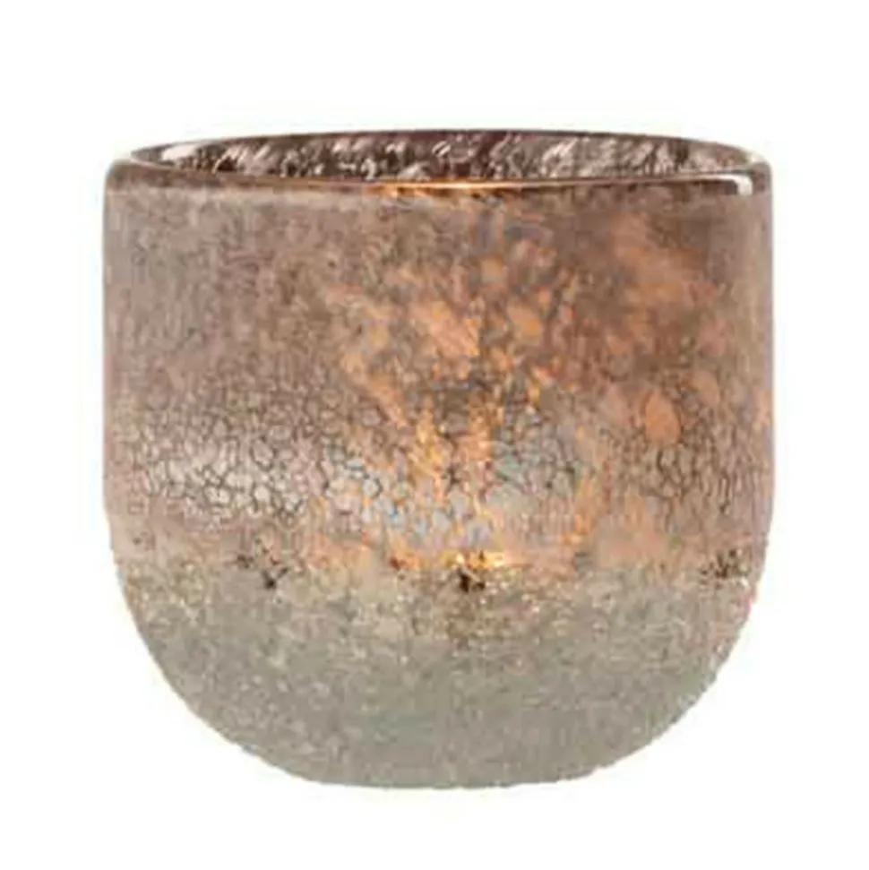 PARIS PRIX - Photophore en verre design "scavo" 10cm gris