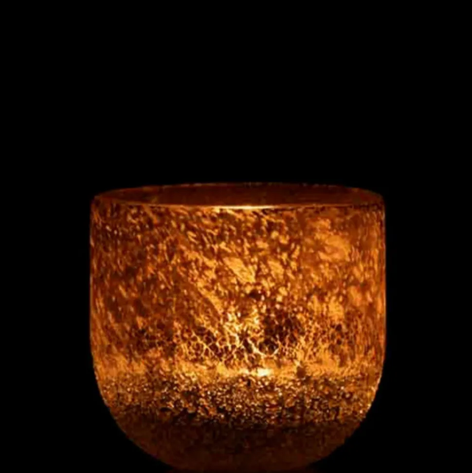 PARIS PRIX - Photophore en verre design "scavo" 10cm gris