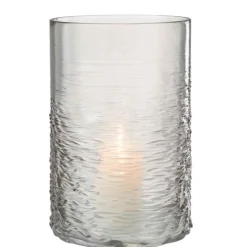 PARIS PRIX - Photophore en verre design "sladia" 30cm gris