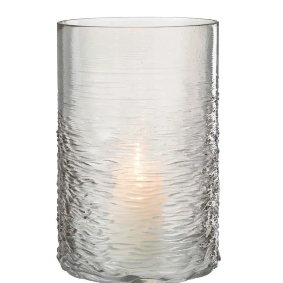 PARIS PRIX - Photophore en verre design "sladia" 30cm gris