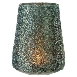 PARIS PRIX - Photophore en verre "paillettes" 23cm vert