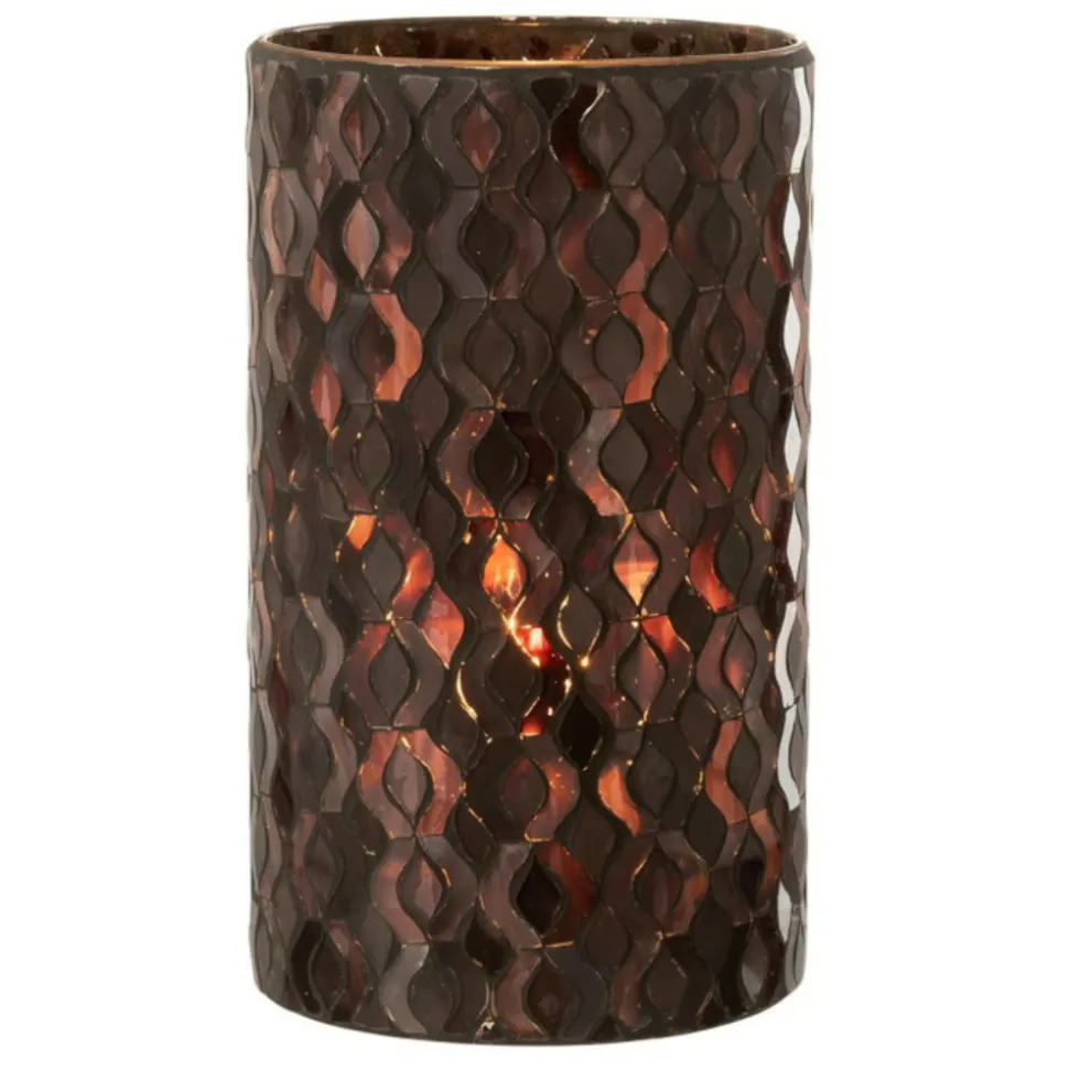 PARIS PRIX - Photophore en verre design "tazu" 22cm gris