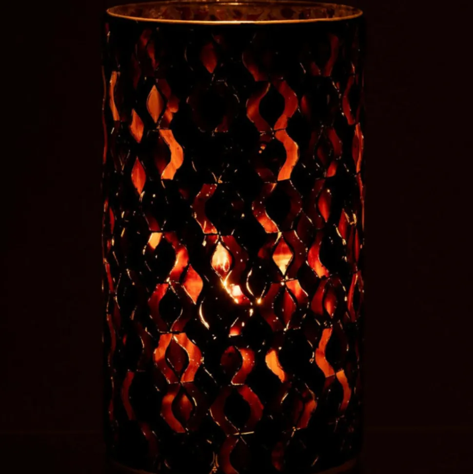 PARIS PRIX - Photophore en verre design "tazu" 22cm gris