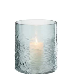 PARIS PRIX - Photophore en verre design "sladia" 22cm bleu