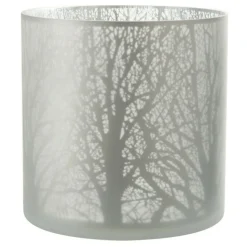 PARIS PRIX - Photophore en verre "forêt" 29cm blanc