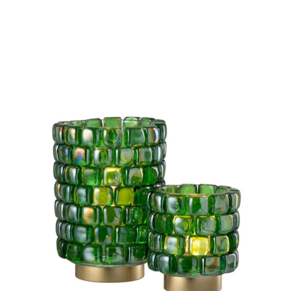 PARIS PRIX - Photophore en verre "mosaïque" 20cm vert