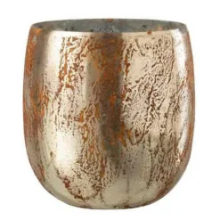 PARIS PRIX - Photophore en verre "vintage" 16cm marron & or