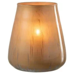 PARIS PRIX - Photophore en verre "antique" 17cm marron cognac