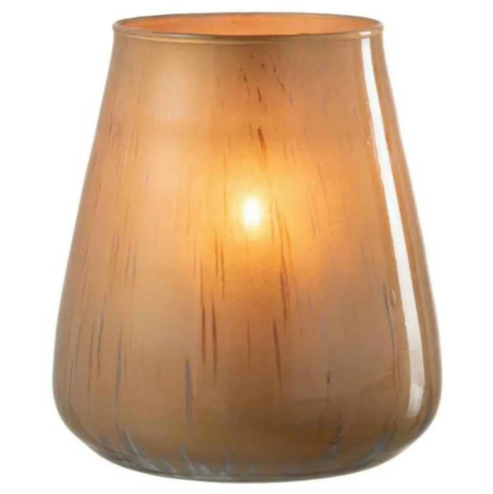 PARIS PRIX - Photophore en verre "antique" 17cm marron cognac