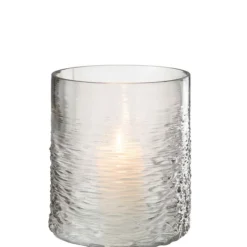 PARIS PRIX - Photophore en verre design "sladia" 22cm gris