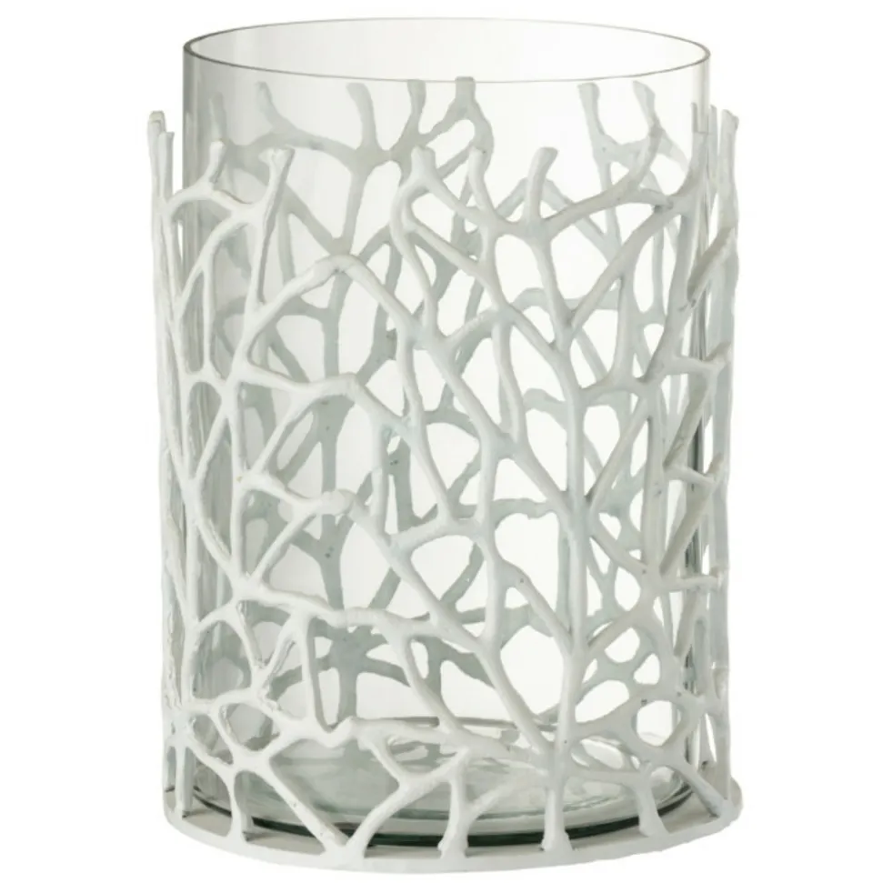 PARIS PRIX - Photophore en métal design "susura" 32cm blanc