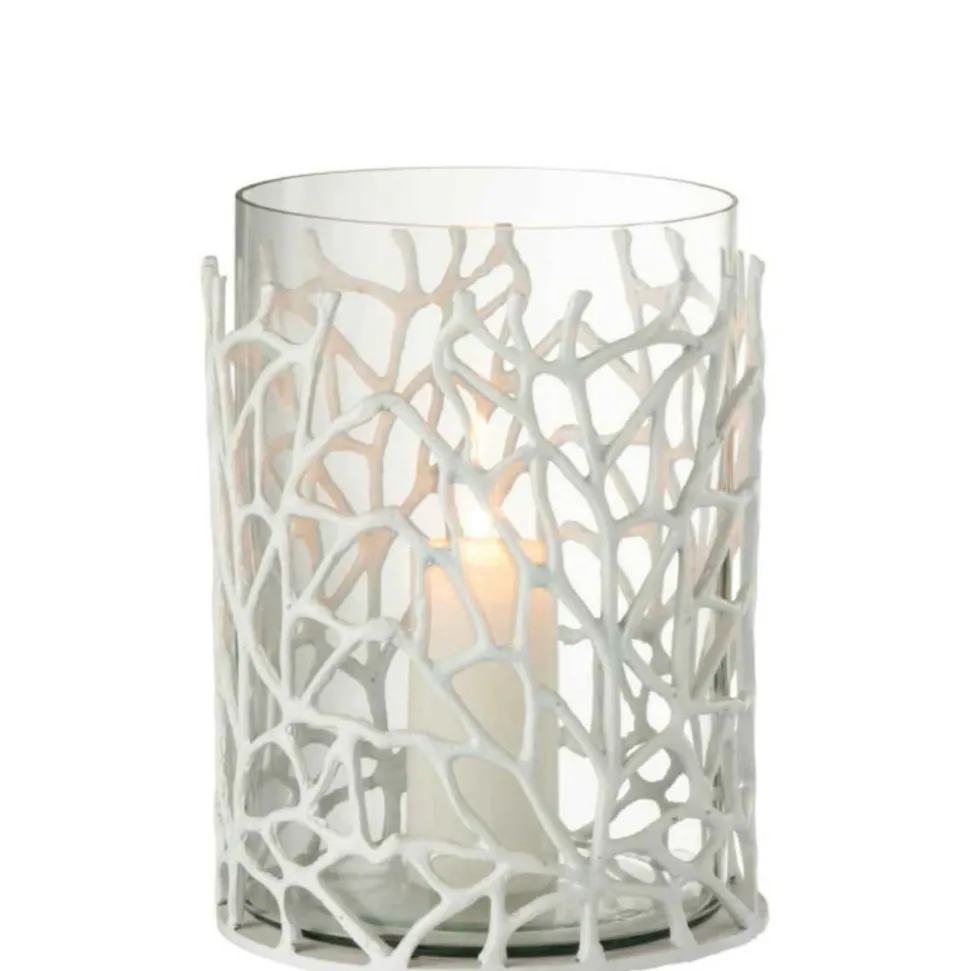 PARIS PRIX - Photophore en métal design "susura" 32cm blanc