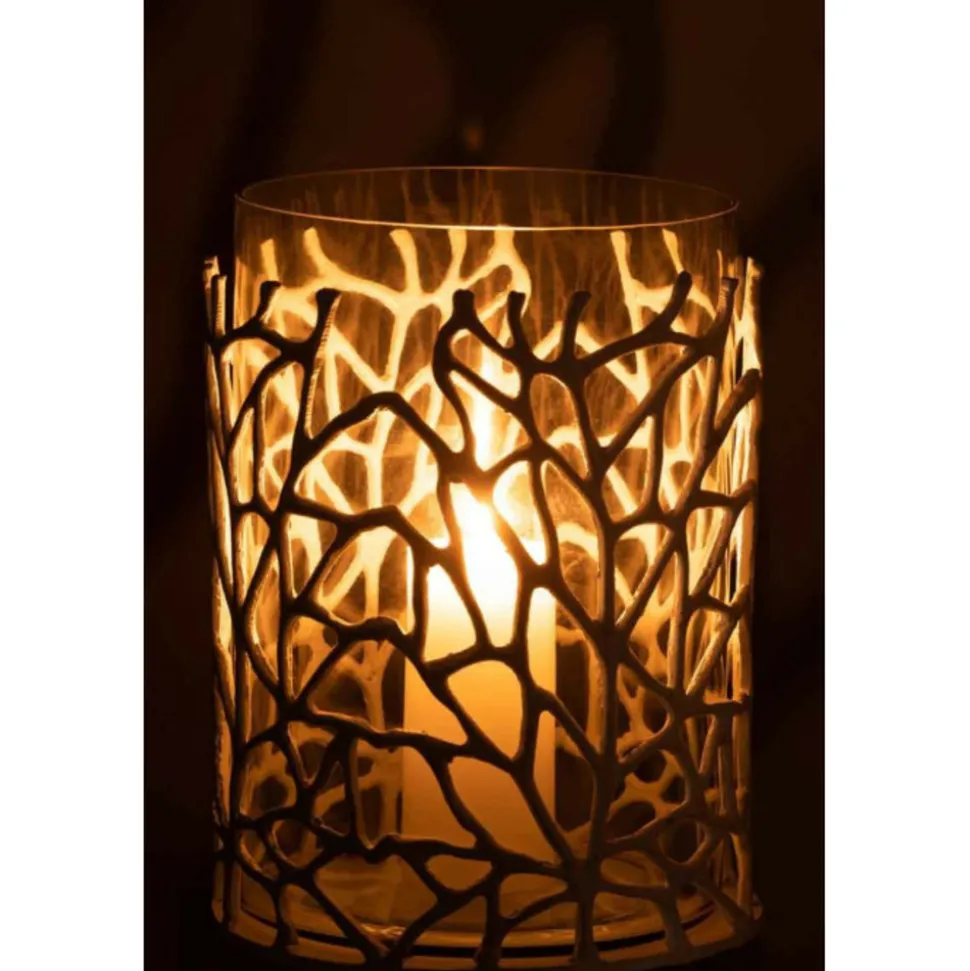 PARIS PRIX - Photophore en métal design "susura" 32cm blanc