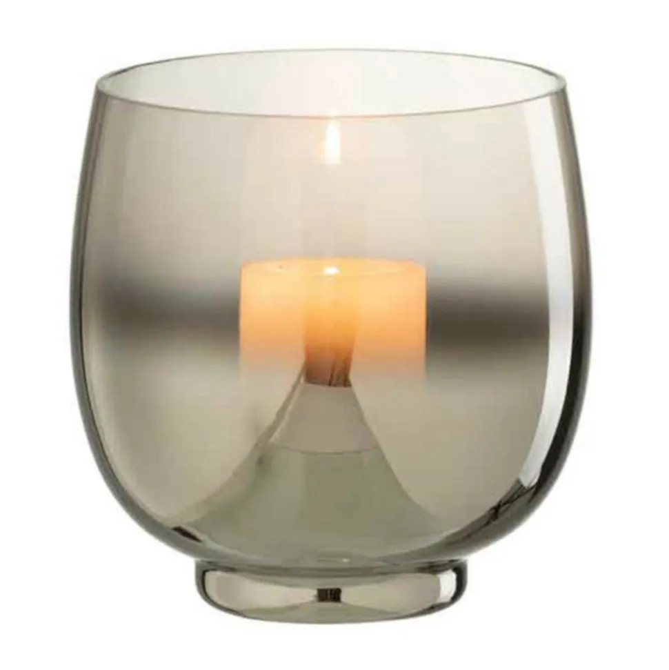 PARIS PRIX - Photophore rond déco "verre fumé" 14cm gris