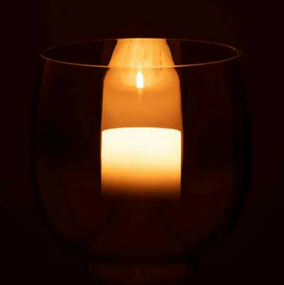 PARIS PRIX - Photophore rond déco "verre fumé" 14cm gris