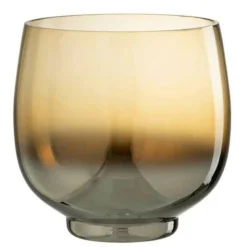 PARIS PRIX - Photophore rond déco "verre fumé" 18cm argent