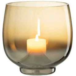 PARIS PRIX - Photophore rond déco "verre fumé" 18cm argent