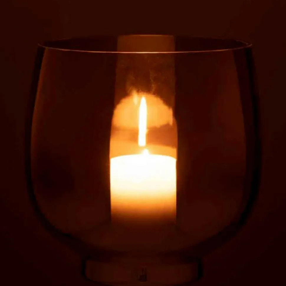 PARIS PRIX - Photophore rond déco "verre fumé" 18cm gris