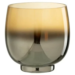 PARIS PRIX - Photophore rond déco "verre fumé" 14cm argent