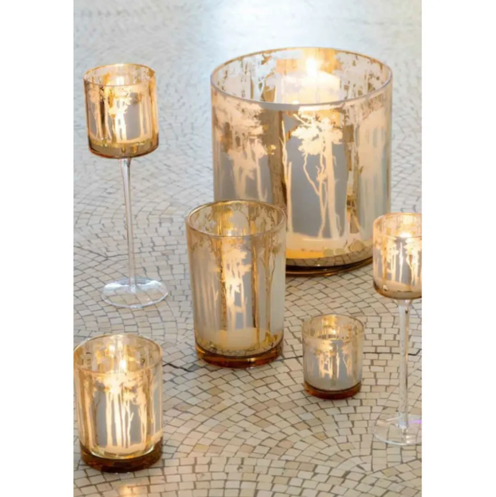 PARIS PRIX - Photophore sur pied "arbre" 30cm or