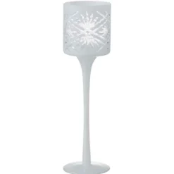 PARIS PRIX - Photophore sur pied déco "santorini" 25cm blanc