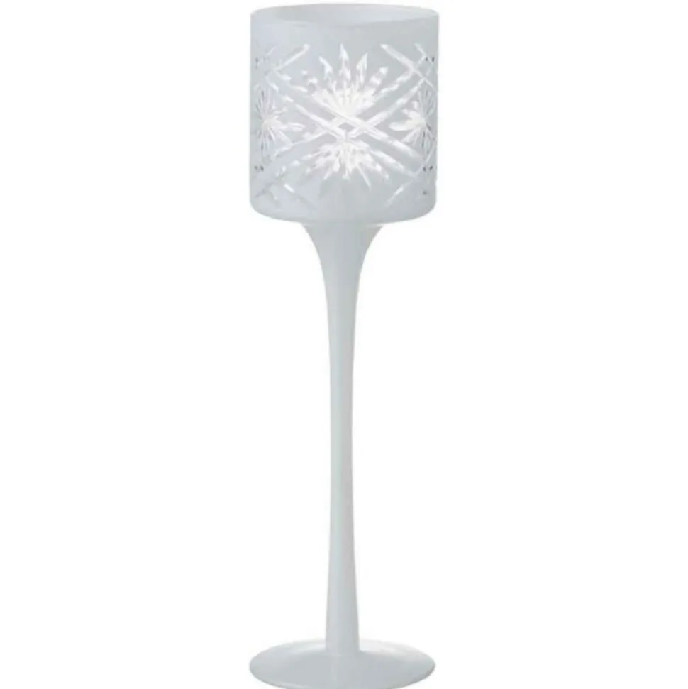 PARIS PRIX - Photophore sur pied déco "santorini" 25cm blanc