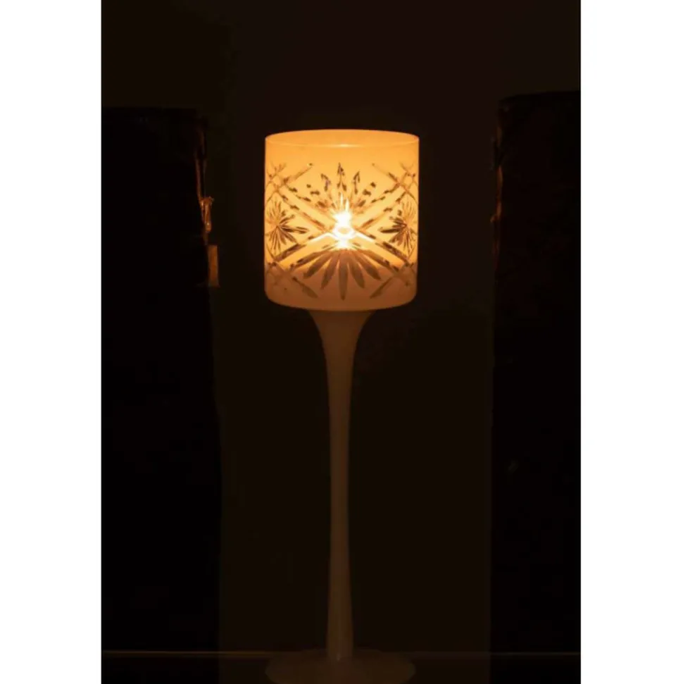 PARIS PRIX - Photophore sur pied déco "santorini" 25cm blanc