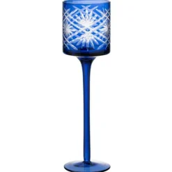 PARIS PRIX - Photophore sur pied déco "santorini" 25cm bleu