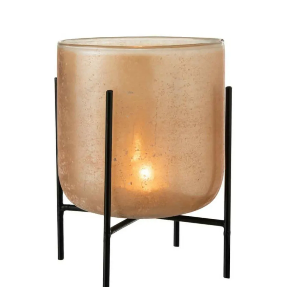 PARIS PRIX - Photophore sur pied déco "astor" 22cm ambre