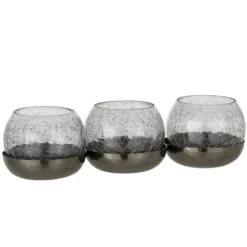 PARIS PRIX - Photophore verre craquelé "3 boules" 27cm noir