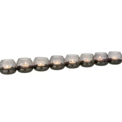 PARIS PRIX - Photophore verre craquelé "8 boules" 71cm noir