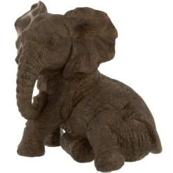 PARIS PRIX - Statuette déco "éléphant couché" 19cm marron