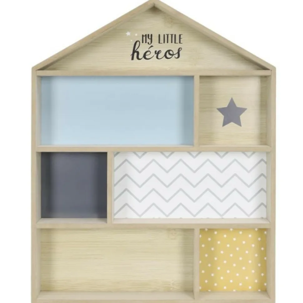 PARIS PRIX - Étagère déco pour enfant "maison" 50cm bleu