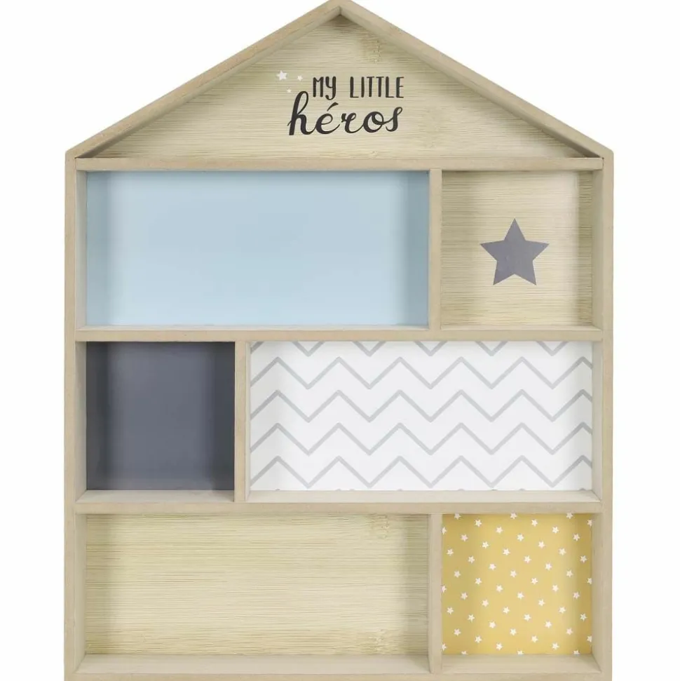 PARIS PRIX - Étagère déco pour enfant "maison" 50cm bleu