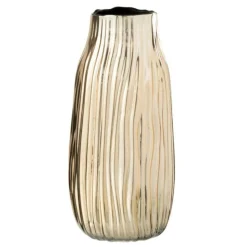 PARIS PRIX - Vase à rainures en verre "louis" 26cm or