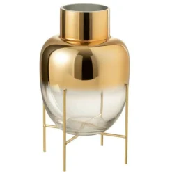 PARIS PRIX - Vase cylindrique sur pied "arnaud" 38cm or