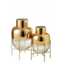 PARIS PRIX - Vase cylindrique sur pied "arnaud" 38cm or