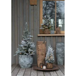 PARIS PRIX - Vase cylindrique en métal "effy" 70cm gris