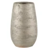 PARIS PRIX - Vase déco "irrégulier rugueux" 31cm argent