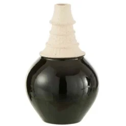 PARIS PRIX - Vase design "col haut" 26cm noir & beige