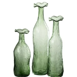 PARIS PRIX - Vase design en verre "eclosion" 27cm vert