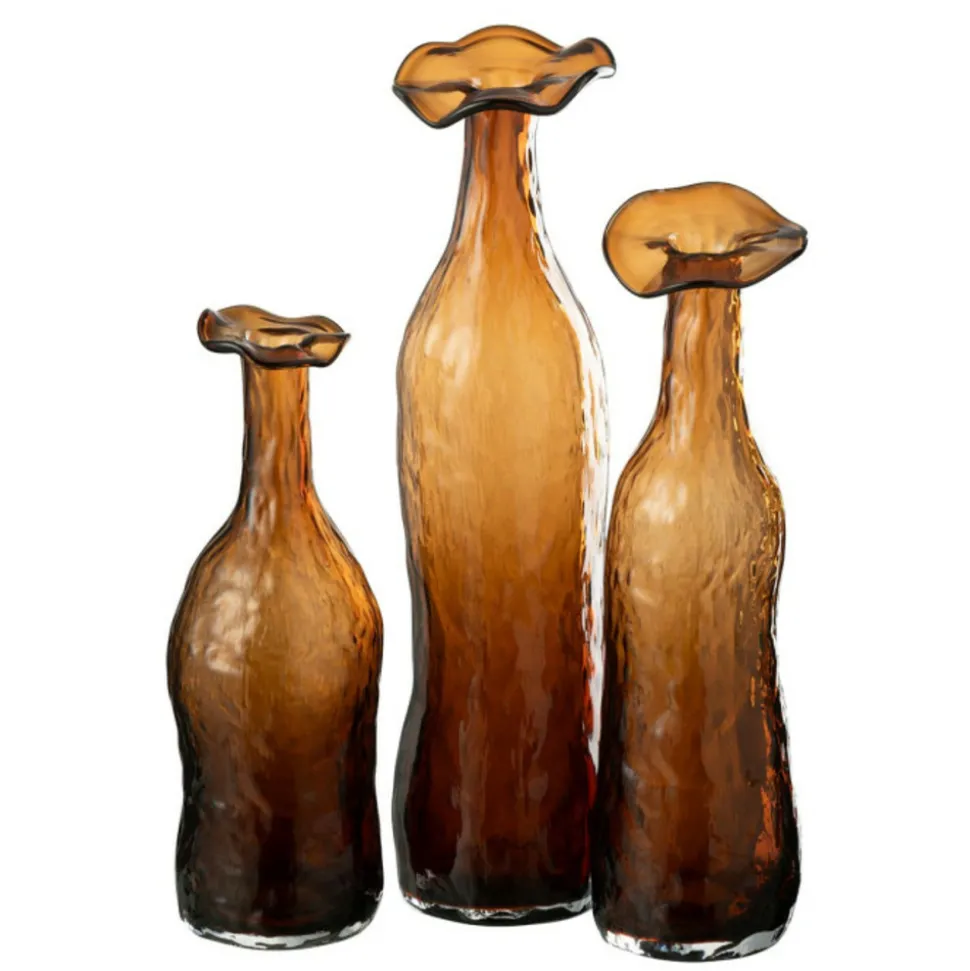 PARIS PRIX - Vase design en verre "eclosion" 27cm marron