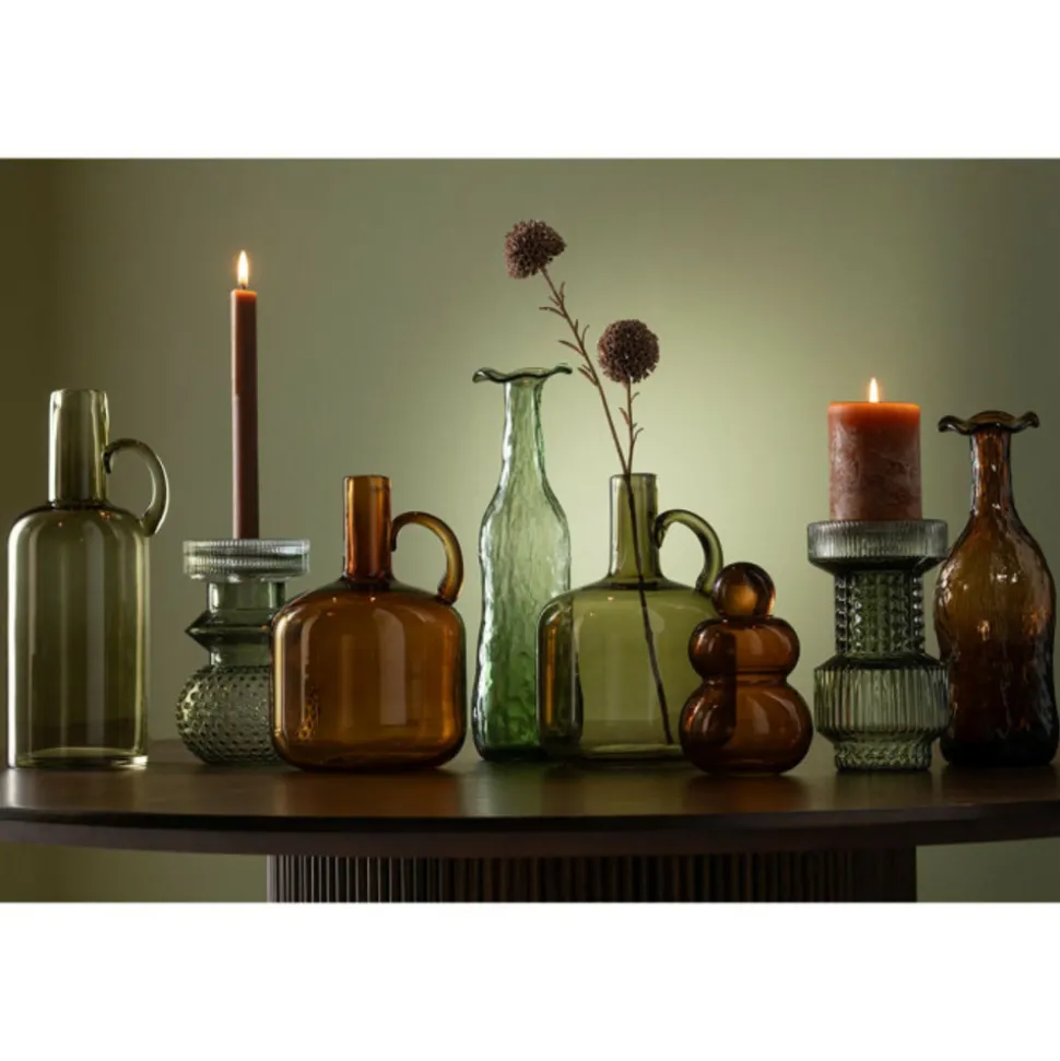 PARIS PRIX - Vase design en verre "eclosion" 27cm marron