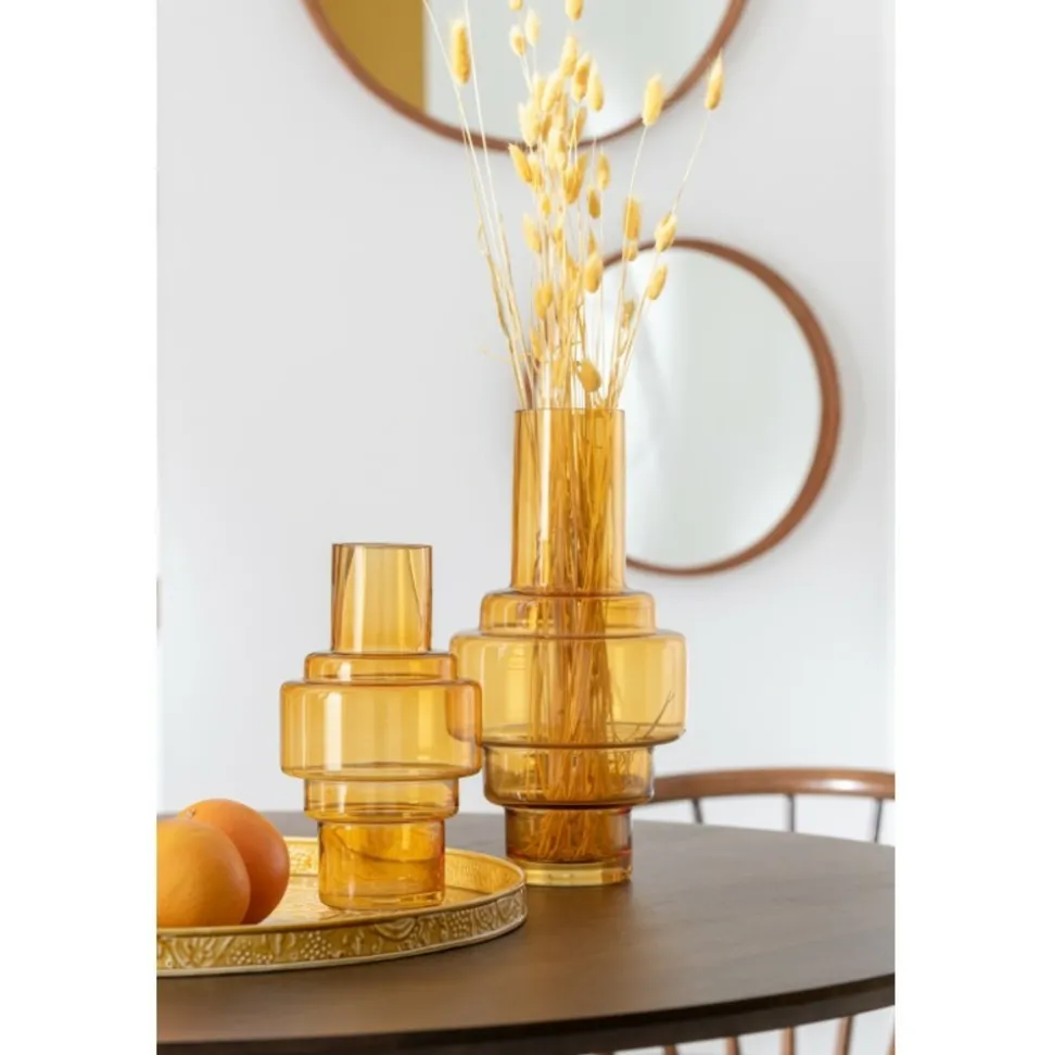 PARIS PRIX - Vase design en verre "rino" 35cm ocre