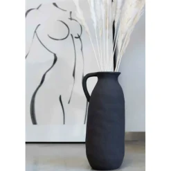 PARIS PRIX - Vase design en céramique "cruche" 35cm noir