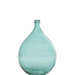PARIS PRIX - Vase design en verre "bouteille" 56cm bleu azur