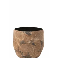 PARIS PRIX - Vase design en métal "effy" 39cm marron