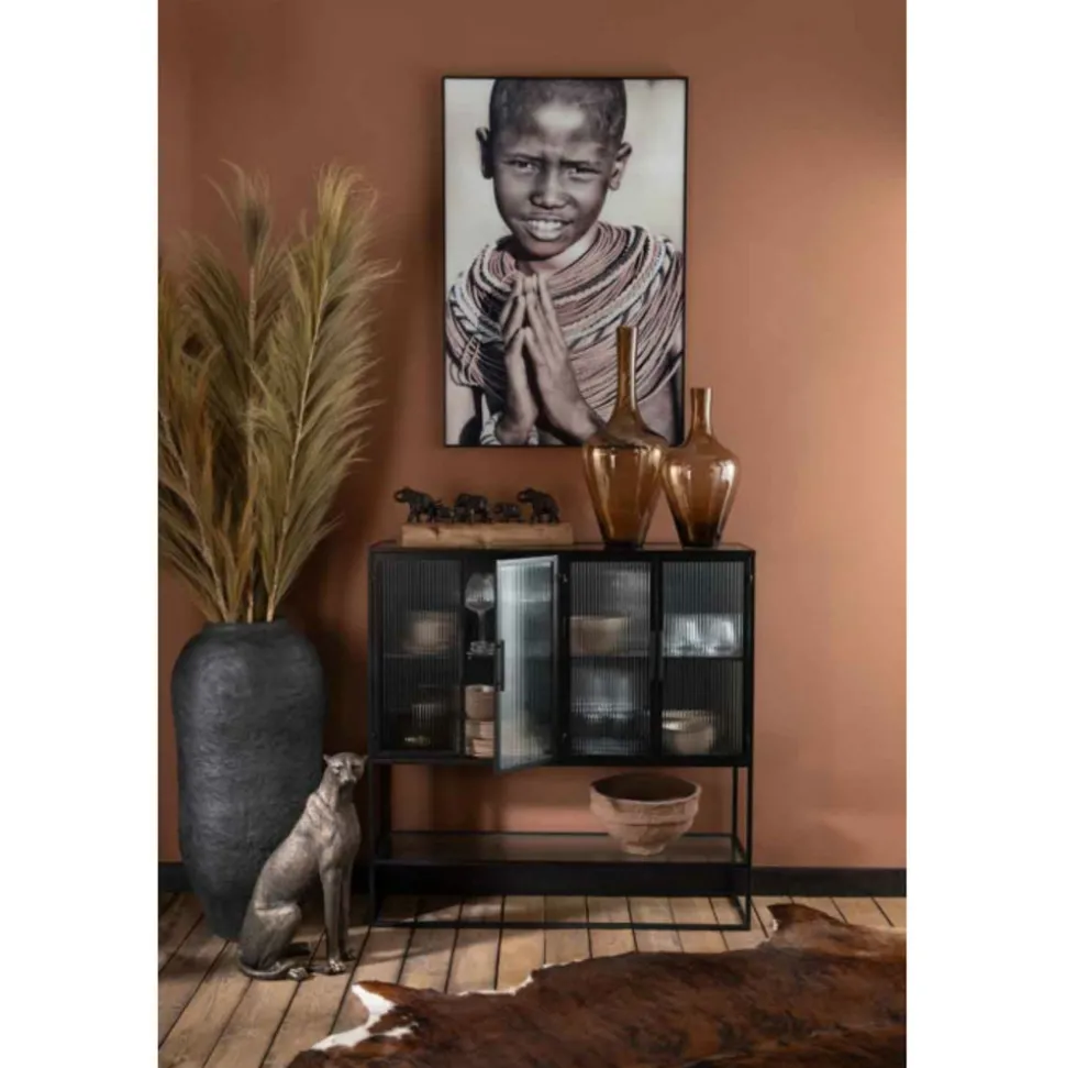 PARIS PRIX - Vase design "papier mâché" 99cm noir