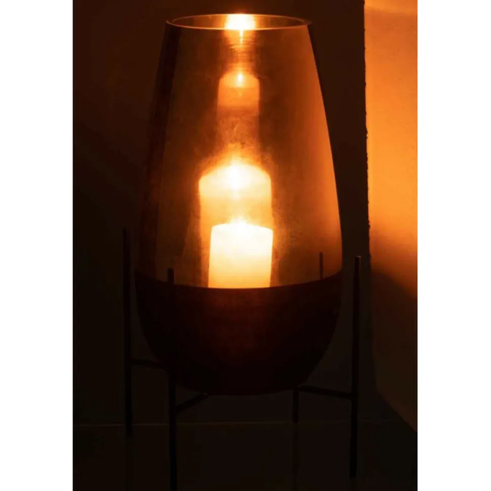 PARIS PRIX - Vase en verre design "milan" 48cm or & noir