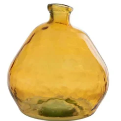 PARIS PRIX - Vase rond design en verre "laura" 47cm ocre